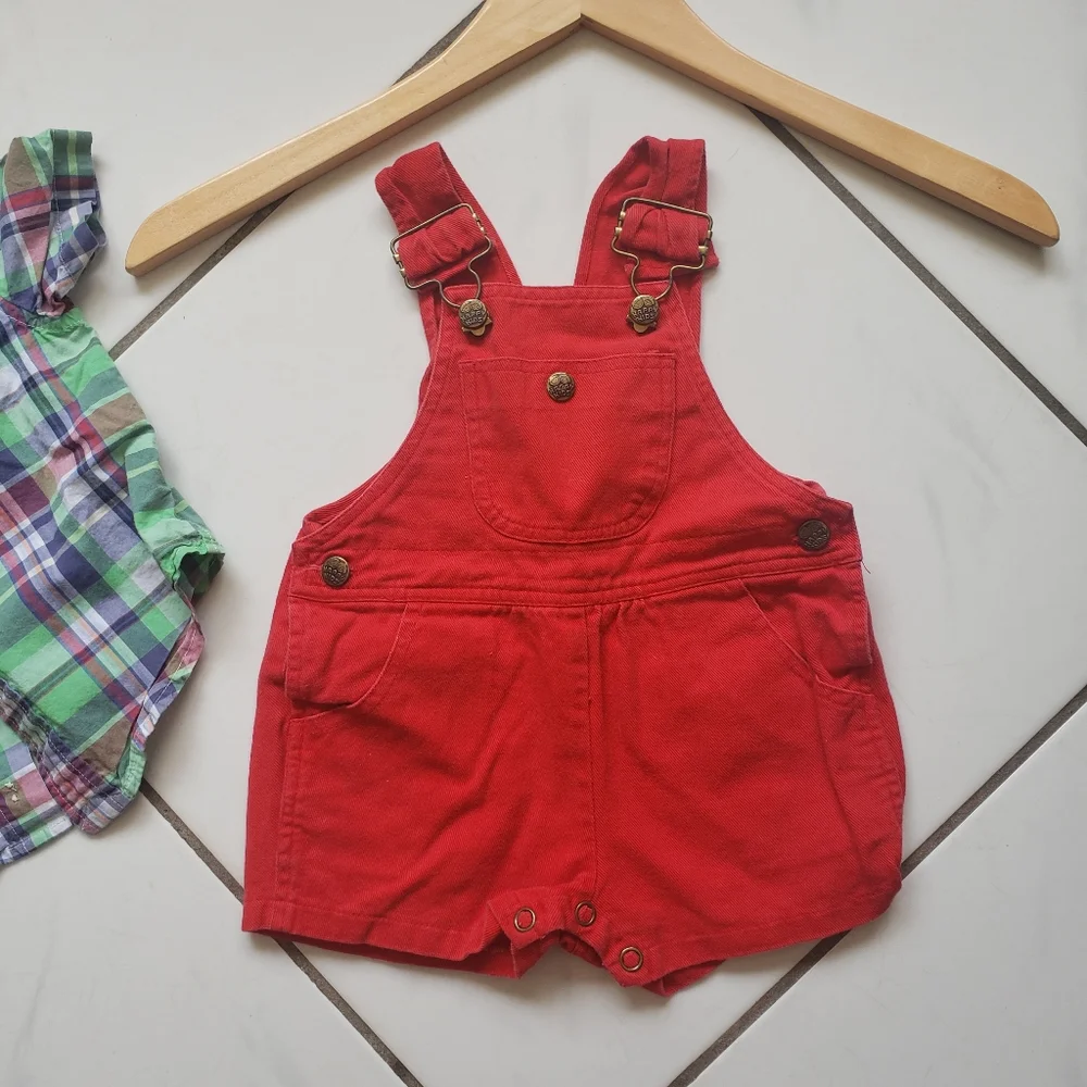 Ralph L. & Happy Kid 💙‎ Vintage Overalls Top Plaid